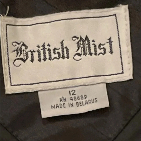 VTG British Mist Black Gold Made in Belarus Raincoat Cape Trench Old Money Sz 12 - Picture 6 of 7